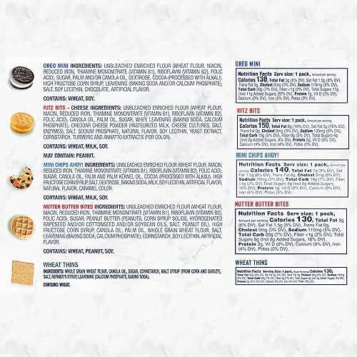 OREO Mini Cookies, Mini CHIPS AHOY! Cookies, RITZ Bits Cheese Crackers, Nutter Butter Bites & Wheat Thins Crackers, Nabisco Cookie & Cracker Variety Pack, 50 Snack Packs - Image 7