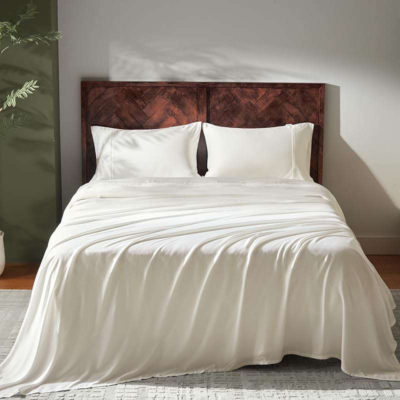 GOKOTTA Queen Size Sheets,Set 100% FSC® Certified Rayon Derived from Bamboo, Cooling Sheets for Hot Sleepers-Luxury & Silky Soft Sheets,Deep Pocket 16" Fitted Sheet with Elastic Corner Straps - Image 1