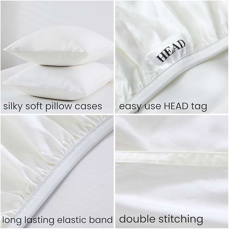GOKOTTA Queen Size Sheets,Set 100% FSC® Certified Rayon Derived from Bamboo, Cooling Sheets for Hot Sleepers-Luxury & Silky Soft Sheets,Deep Pocket 16" Fitted Sheet with Elastic Corner Straps - Image 6