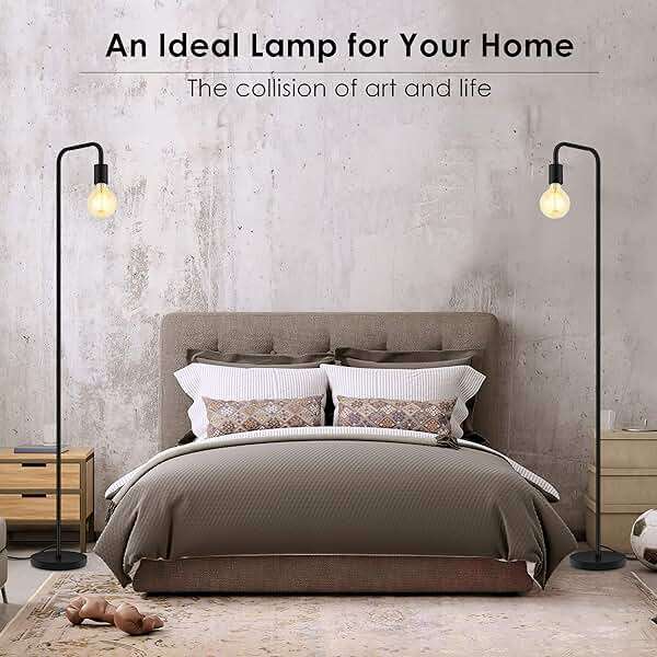 BoostArea Floor Lamp, Industrial Floor Lamp, 63 Inch Standing Lamp, E26 Socket, On/Off Footswitch, Whole Metal, ETL Listed, Modern Small Lamp for Bedroom, Living Room, Minimalist, Vintage, Mid Century - Image 2