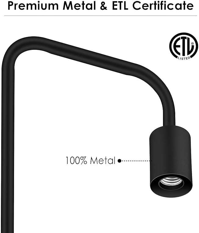 BoostArea Floor Lamp, Industrial Floor Lamp, 63 Inch Standing Lamp, E26 Socket, On/Off Footswitch, Whole Metal, ETL Listed, Modern Small Lamp for Bedroom, Living Room, Minimalist, Vintage, Mid Century - Image 7