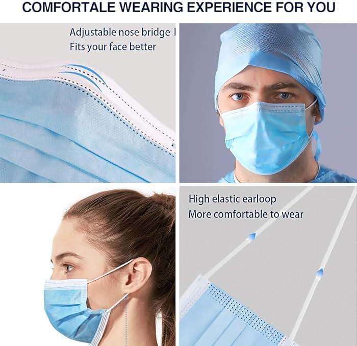 100 Pack Medical Disposable Face Masks for Protection, ASTM Level 2, 3 Layers Safety Face Masks For Adults Daily Use - Image 5