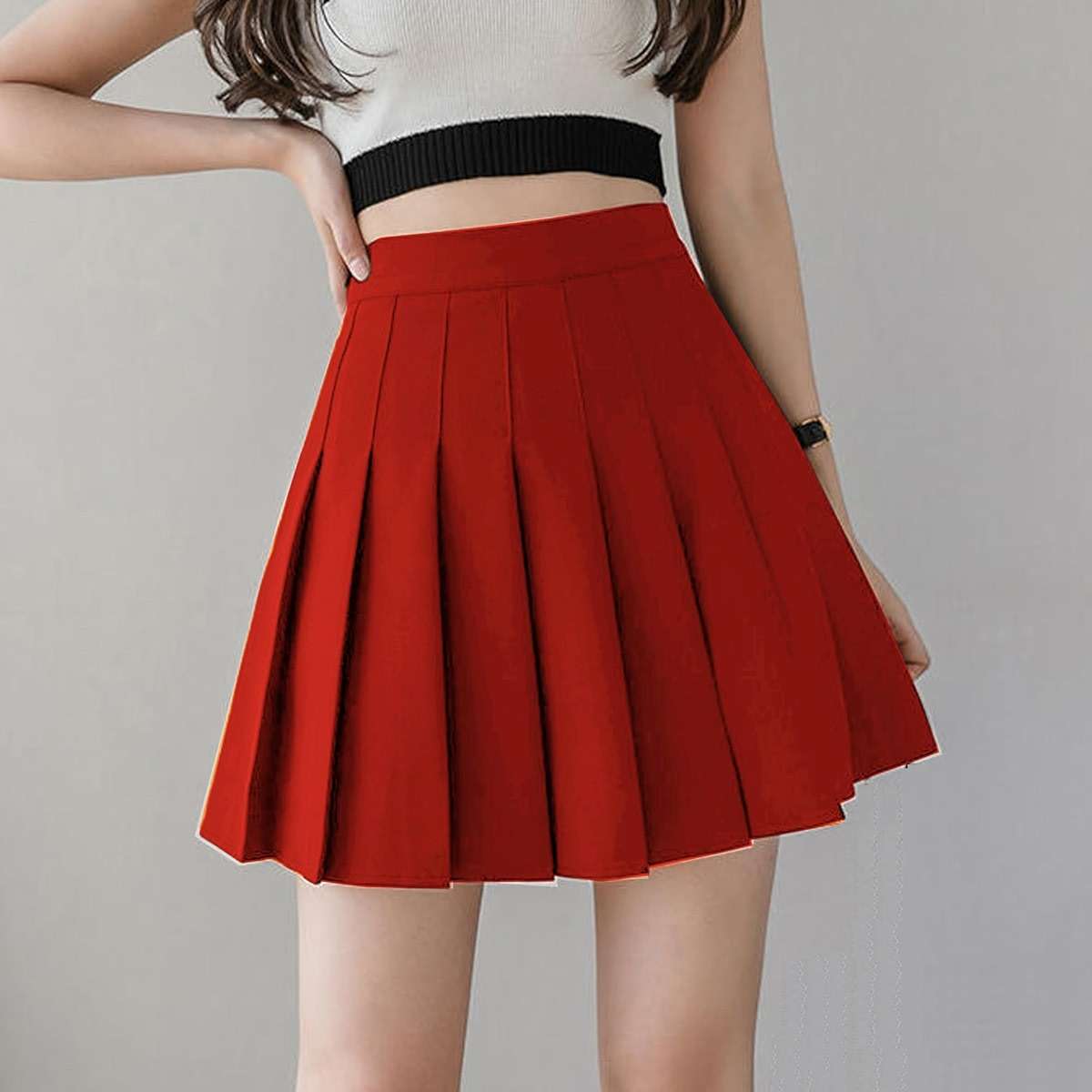 TONCHENGSD Women's High Waist Pleated Mini Skirt Skater Tennis Skirt - Image 4