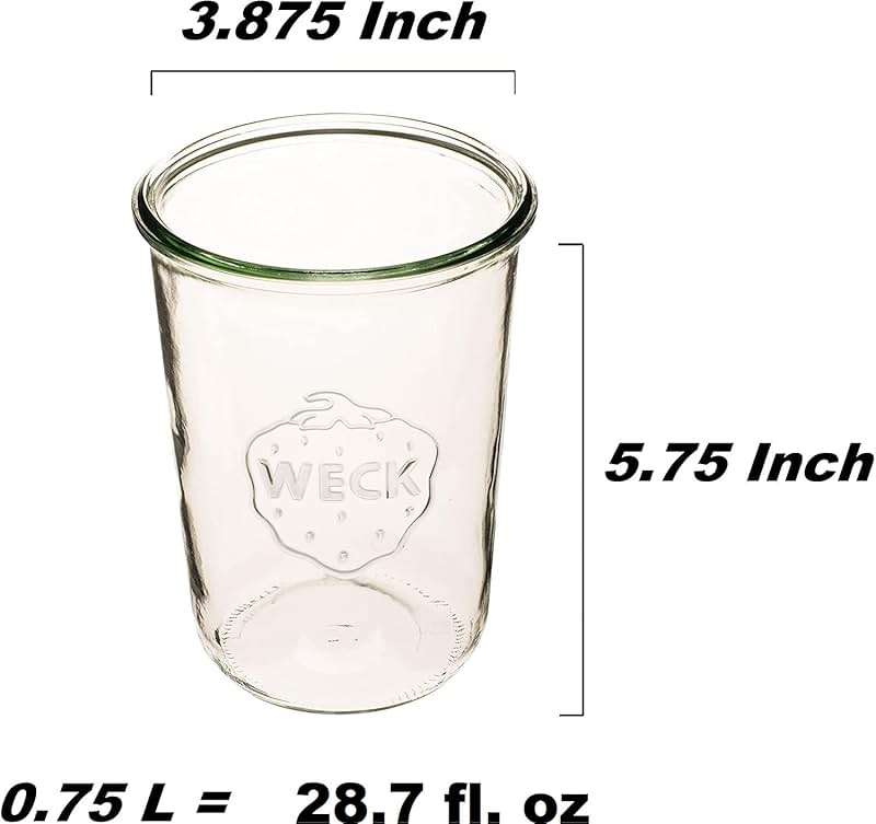 Weck Canning Jar 743-3/4 L Weck Mold Jars made of Transparent Glass - Eco-Friendly Canning Jar - Food Storage Containers with Lids Airtight – 1 Jar with Keep Fresh Cover - Image 2