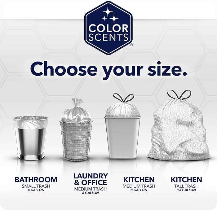 Color Scents Tall Kitchen Trash Bags - 13 Gallon, 100 Bags (1 Pack of 100 Count), Drawstring - White bag in Lavender + Sage Scent with Microban - Image 5