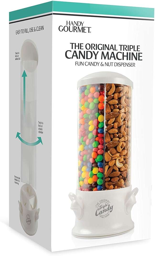 Handy Gourmet Original Triple Candy Machine-Fun Candy & Nut Dispenser-New & Improved (Pearl White), Standard (JB8450PWHI) - Image 5