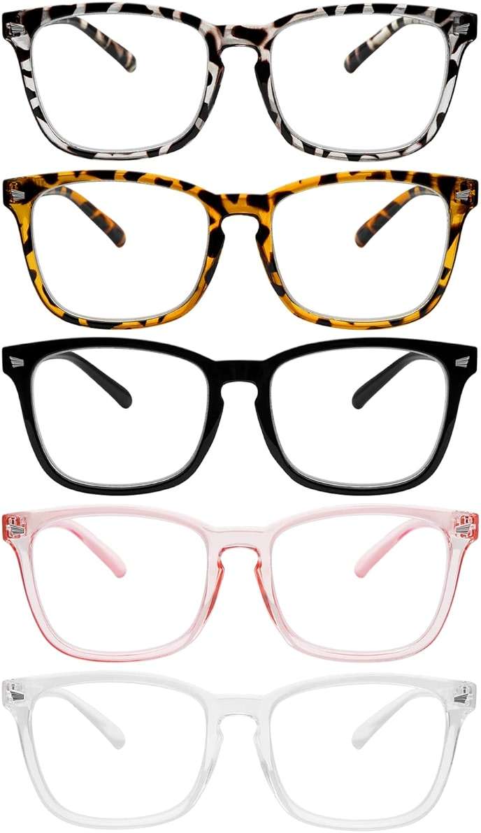 SIGVAN 5 Pack Blue Light Blocking Reading Glasses Fashion Square Computer Readers for Women Men, Anti UV Ray Nerd Eyeglasses (5 Mix, 1.5) - Image 1