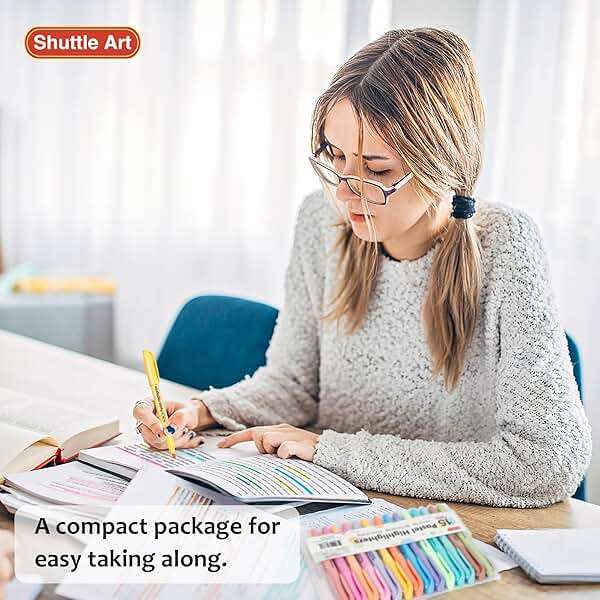 Shuttle Art Highlighters, 15 Colors Pastel Highlighter Pens Assorted Colors, Chisel Tip Dry-Quickly Non-Toxic Highlighter Markers for Adults Students Highlighting in the Home School Office - Image 2