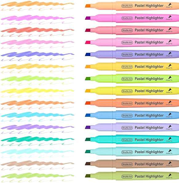 Shuttle Art Highlighters, 15 Colors Pastel Highlighter Pens Assorted Colors, Chisel Tip Dry-Quickly Non-Toxic Highlighter Markers for Adults Students Highlighting in the Home School Office - Image 3