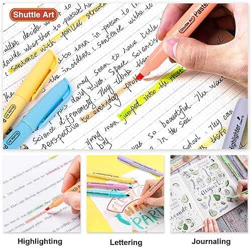 Shuttle Art Highlighters, 15 Colors Pastel Highlighter Pens Assorted Colors, Chisel Tip Dry-Quickly Non-Toxic Highlighter Markers for Adults Students Highlighting in the Home School Office - Image 5