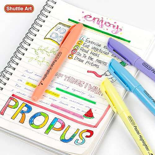 Shuttle Art Highlighters, 15 Colors Pastel Highlighter Pens Assorted Colors, Chisel Tip Dry-Quickly Non-Toxic Highlighter Markers for Adults Students Highlighting in the Home School Office - Image 6