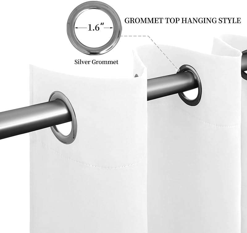 Easy-Going Curtains for Bedroom, Solid Thermal Insulated Grommet and Noise Reduction Window Drapes, Room Darkening Curtains for Living Room, 2 Panels (52x84 in,White) - Image 6