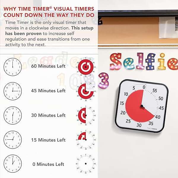 TIME TIMER 12 inch Visual Timer 60 Minute Kids Desk Countdown Clock with Dry Erase Activity Card, Also Magnetic for Classroom, Homeschooling Study Tool, Task Reminder, Home and Kitchen Timer - Image 4