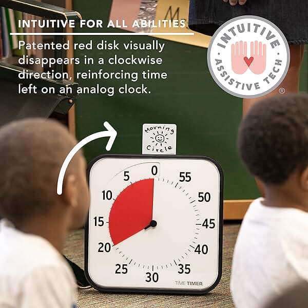 TIME TIMER 12 inch Visual Timer 60 Minute Kids Desk Countdown Clock with Dry Erase Activity Card, Also Magnetic for Classroom, Homeschooling Study Tool, Task Reminder, Home and Kitchen Timer - Image 6