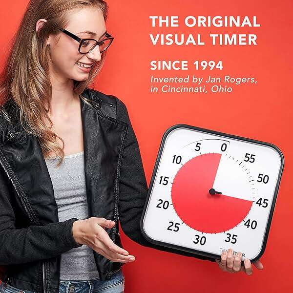TIME TIMER 12 inch Visual Timer 60 Minute Kids Desk Countdown Clock with Dry Erase Activity Card, Also Magnetic for Classroom, Homeschooling Study Tool, Task Reminder, Home and Kitchen Timer - Image 7