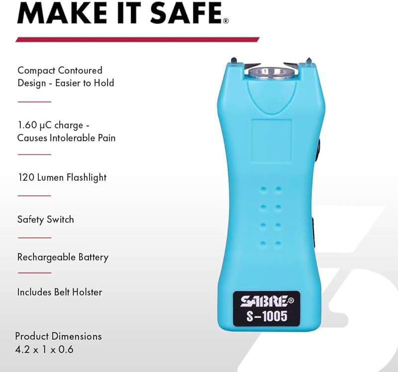 SABRE Pepper Spray & 2‑in‑1 Stun Gun with Flashlight Self Defense Kit – Fast Flip Top 10‑Second Safety Spray with Finger Grip & Keychain – Rechargeable Stun Gun, 1.60 µC Charge, 120‑Lumen LED Light - Image 3