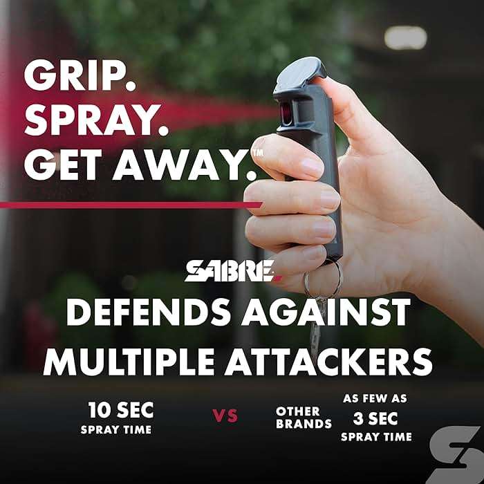 SABRE Pepper Spray & 2‑in‑1 Stun Gun with Flashlight Self Defense Kit – Fast Flip Top 10‑Second Safety Spray with Finger Grip & Keychain – Rechargeable Stun Gun, 1.60 µC Charge, 120‑Lumen LED Light - Image 4