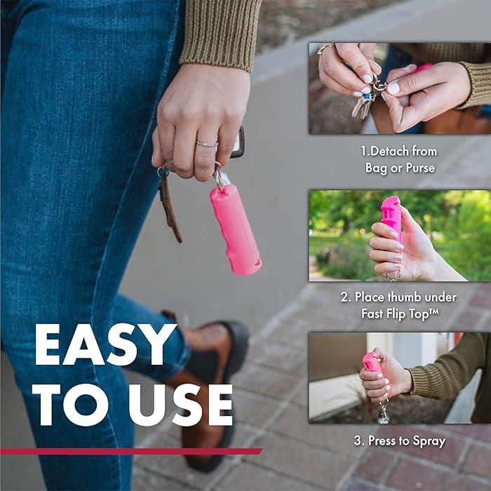SABRE Pepper Spray & 2‑in‑1 Stun Gun with Flashlight Self Defense Kit – Fast Flip Top 10‑Second Safety Spray with Finger Grip & Keychain – Rechargeable Stun Gun, 1.60 µC Charge, 120‑Lumen LED Light - Image 5