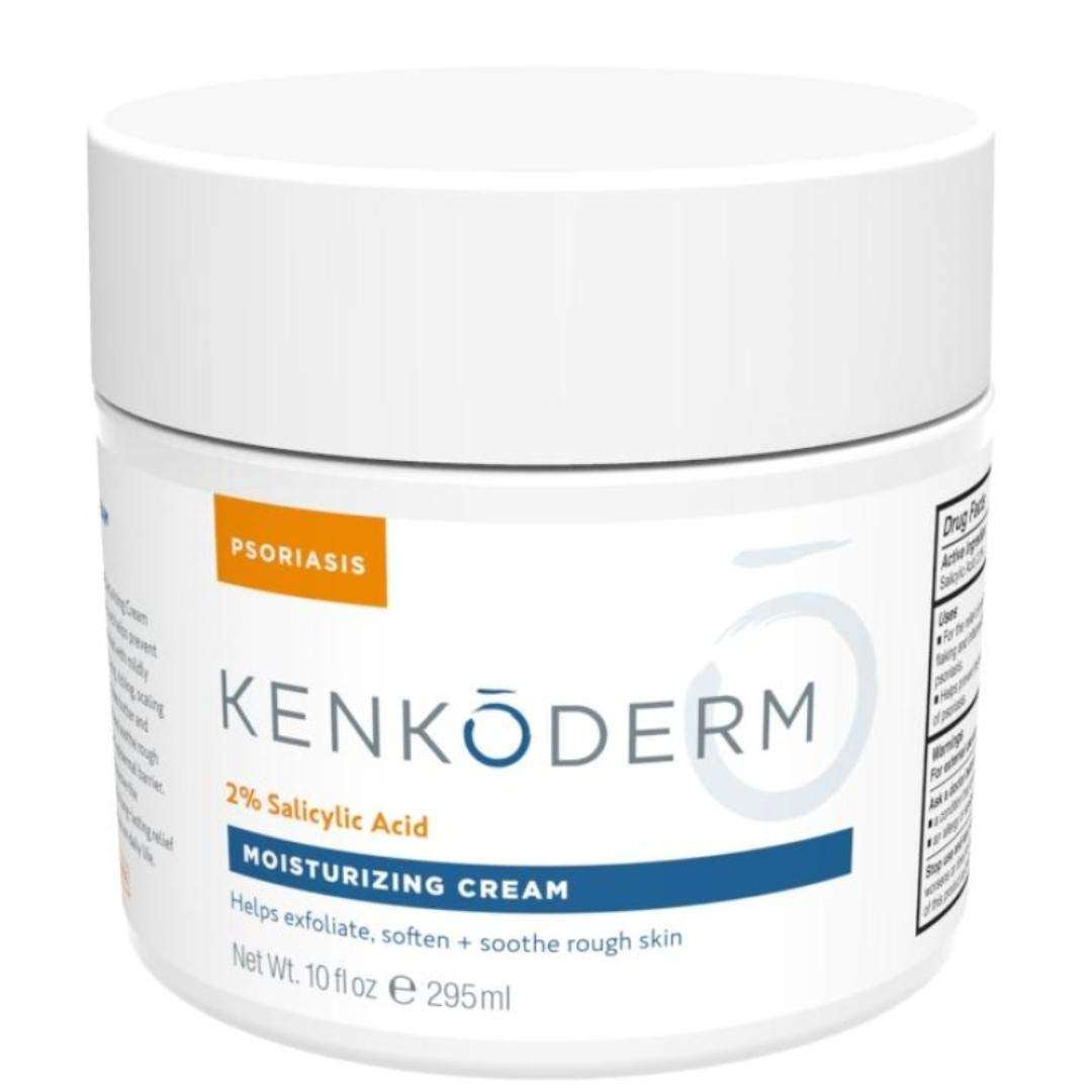 Kenkoderm Psoriasis Cream - Natural Moisturizing Face & Body Lotion with 2 Percent Salicylic Acid - Renewing Topical Formula for Dry & Sensitive Skin, Fragrance & Color Free, 10 oz., 1 Jar - Image 1