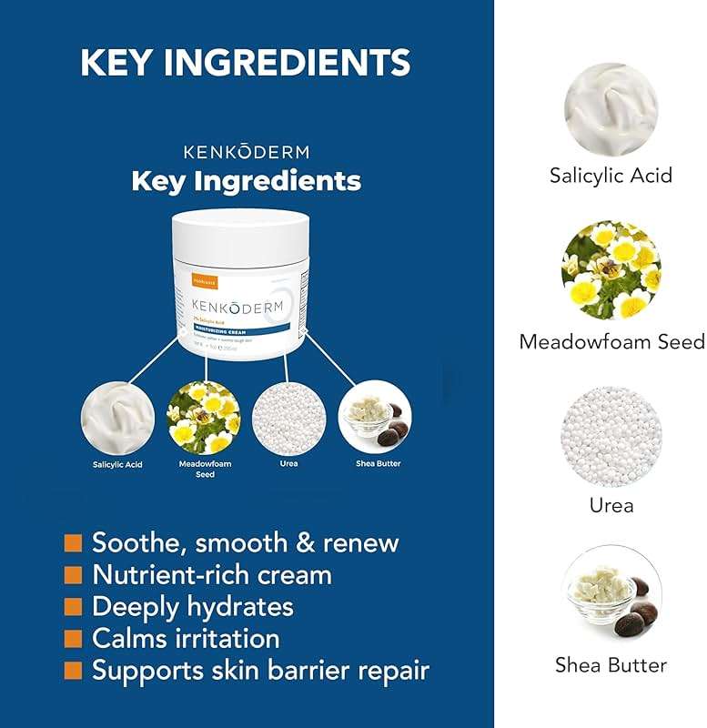 Kenkoderm Psoriasis Cream - Natural Moisturizing Face & Body Lotion with 2 Percent Salicylic Acid - Renewing Topical Formula for Dry & Sensitive Skin, Fragrance & Color Free, 10 oz., 1 Jar - Image 3