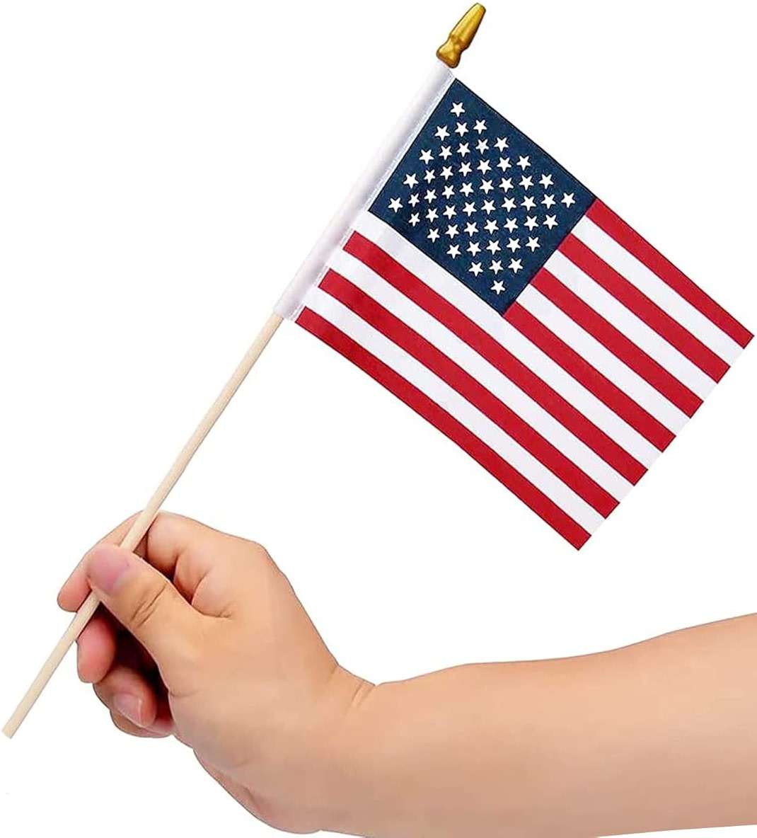 100 Pack Small American Flags on Stick, 4x6 Inch Small US Flags/American Flags for Outside, Mini Hand Held Stick Flags, Memorial Day,250 Anniversary, 4th of July Decorations,Patriotic Decorations - Image 3