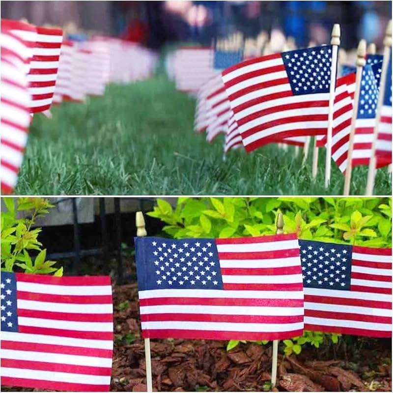 100 Pack Small American Flags on Stick, 4x6 Inch Small US Flags/American Flags for Outside, Mini Hand Held Stick Flags, Memorial Day,250 Anniversary, 4th of July Decorations,Patriotic Decorations - Image 6