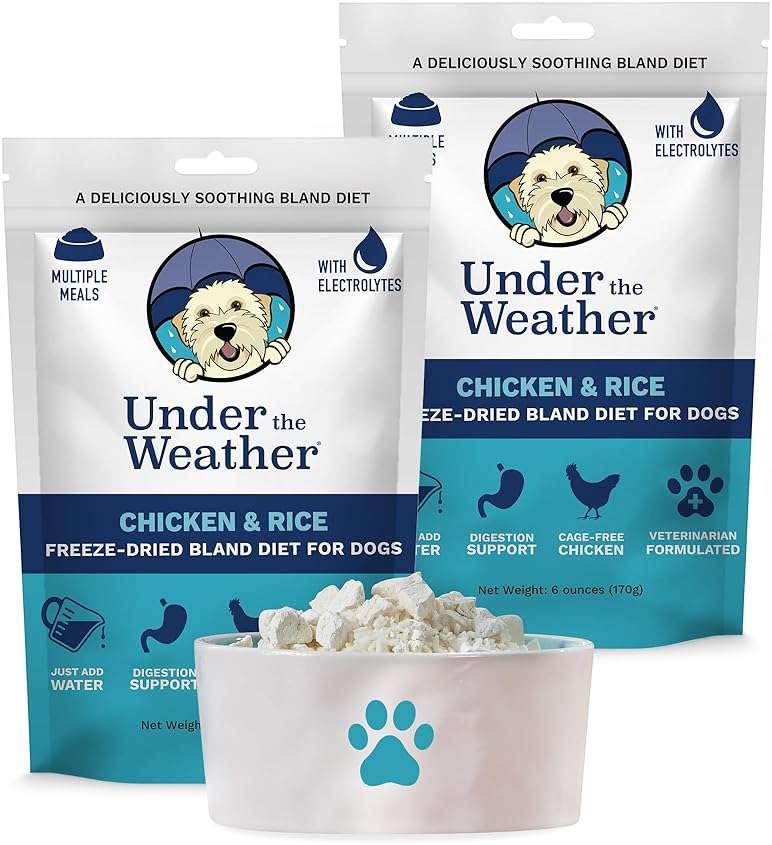 Under the Weather Bland Diet for Dogs | Easy to Digest for Sick Dogs | Always Be Ready | Contains Electrolytes - All Natural Freeze Dried 100% Human Grade Meats | 2 Pack - Chicken, Rice - 6oz - Image 1
