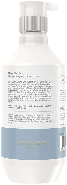 Theorie PURE Ultra Gentle Hypoallergenic Shampoo – Plant-Based & Vegan – Fragrance-Free – Designed for Delicate Scalp Care – Pump Bottle – 400mL - Image 2