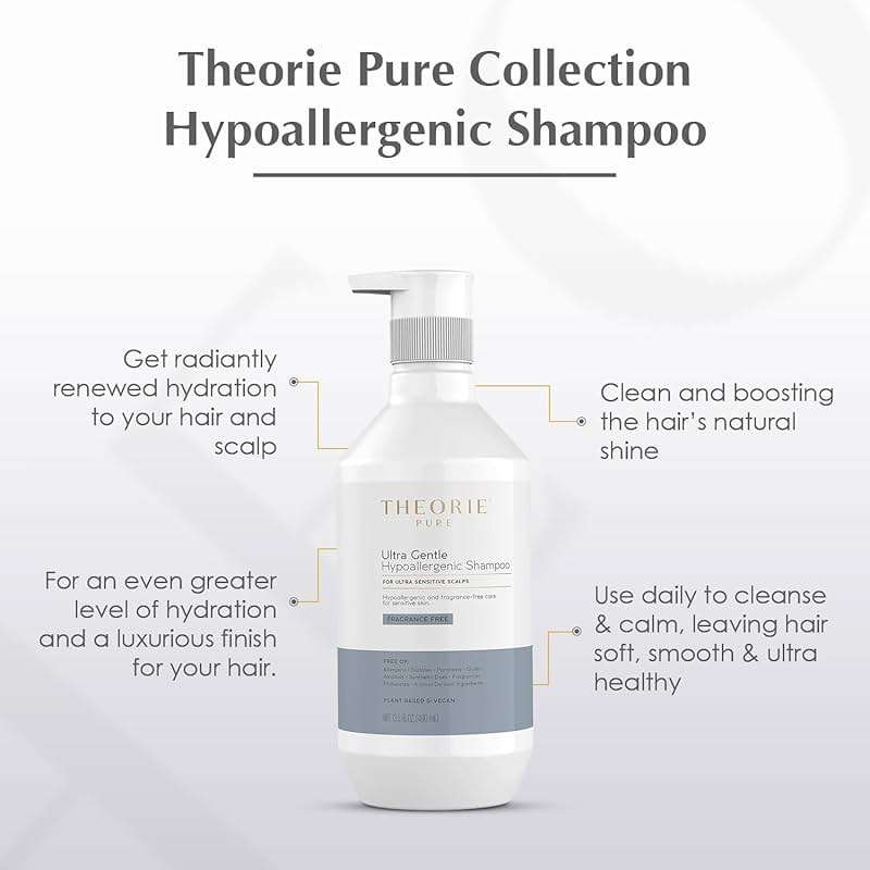 Theorie PURE Ultra Gentle Hypoallergenic Shampoo – Plant-Based & Vegan – Fragrance-Free – Designed for Delicate Scalp Care – Pump Bottle – 400mL - Image 4