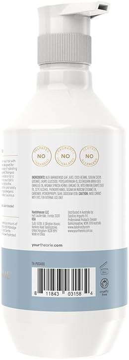 Theorie PURE Ultra Gentle Hypoallergenic Shampoo – Plant-Based & Vegan – Fragrance-Free – Designed for Delicate Scalp Care – Pump Bottle – 400mL - Image 5