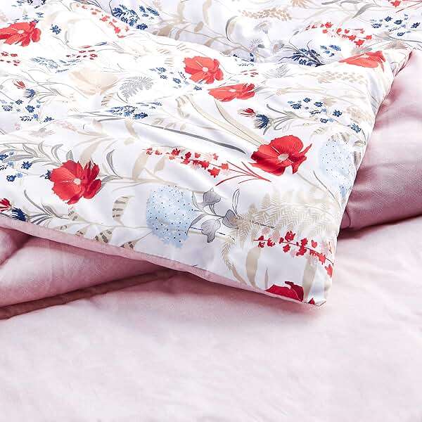 Amazon Basics Full/Queen Size Ultra-Soft Lightweight Microfiber Reversible 3-Piece Bedding Comforter Set, Pink Floral, Washable - Image 5