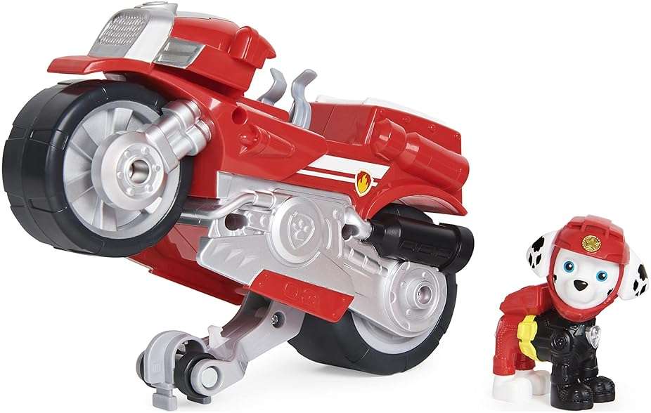 Paw Patrol, Moto Pups Marshall’s Deluxe Pull Back Motorcycle Vehicle with Wheelie Feature and Toy Figure - Image 1