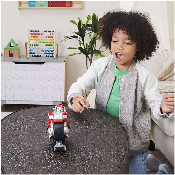 Paw Patrol, Moto Pups Marshall’s Deluxe Pull Back Motorcycle Vehicle with Wheelie Feature and Toy Figure - Image 2