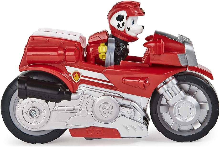 Paw Patrol, Moto Pups Marshall’s Deluxe Pull Back Motorcycle Vehicle with Wheelie Feature and Toy Figure - Image 4