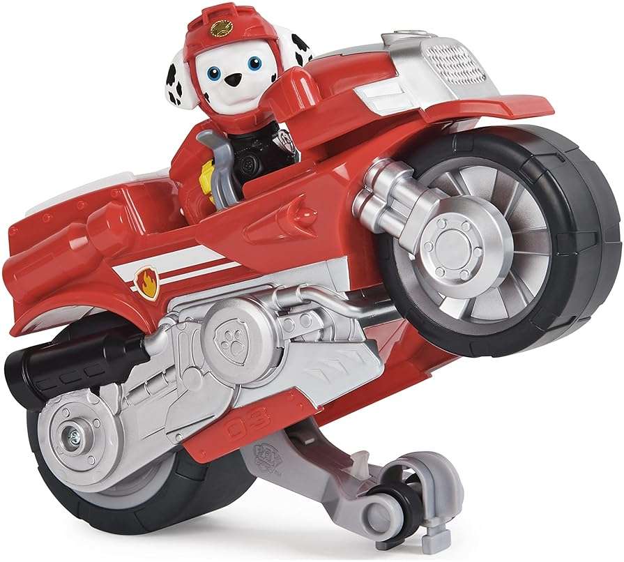Paw Patrol, Moto Pups Marshall’s Deluxe Pull Back Motorcycle Vehicle with Wheelie Feature and Toy Figure - Image 5