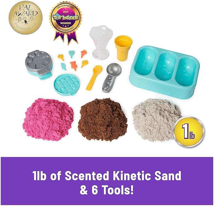 Kinetic Sand Scents, Ice Cream Treats Playset with 3 Colors Scented Play Sand & 6 Tools, Sensory Toys for Kids Ages 3 and up - Image 2