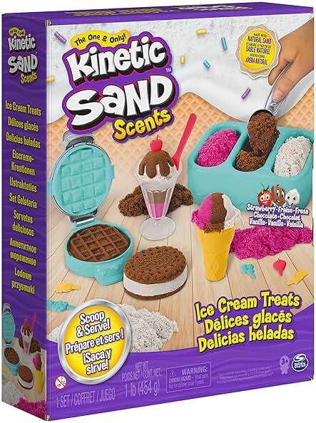 Kinetic Sand Scents, Ice Cream Treats Playset with 3 Colors Scented Play Sand & 6 Tools, Sensory Toys for Kids Ages 3 and up - Image 9