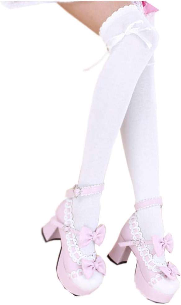 Patiky Women Thigh High Socks Lolita Gothic Over Knee High Stocking Lace Up Thigh Stocking Girl Uniform Dress Long Sock PTK02 - Image 1