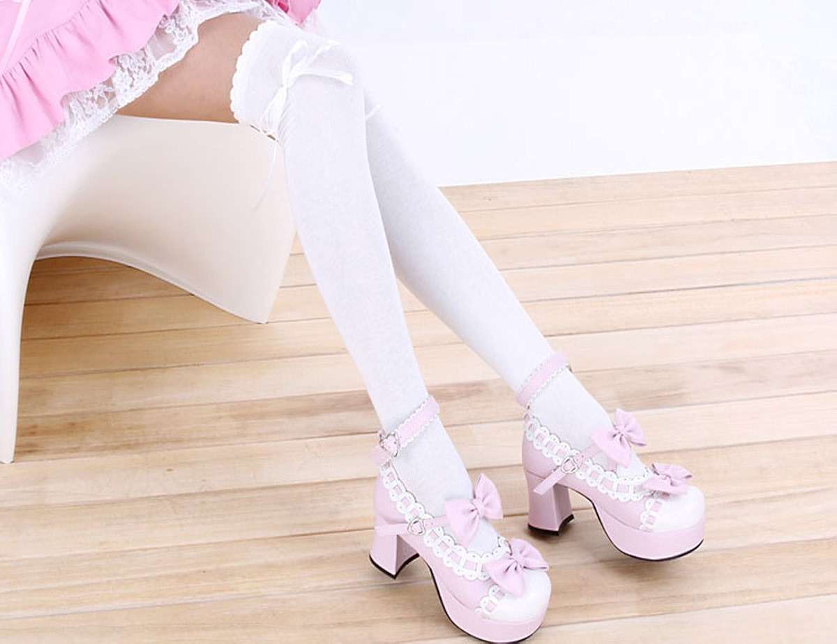Patiky Women Thigh High Socks Lolita Gothic Over Knee High Stocking Lace Up Thigh Stocking Girl Uniform Dress Long Sock PTK02 - Image 2