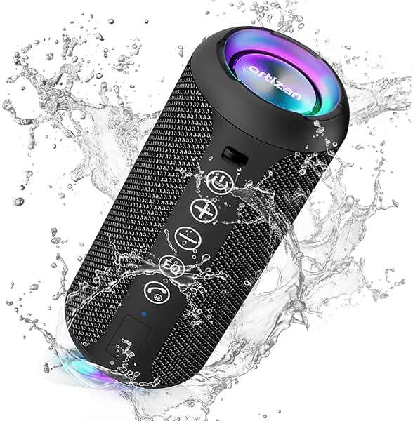 Ortizan Portable Bluetooth Speaker (1st Gen), IPX7 Waterproof, Wireless, Big Sound and Deep Bass, TWS Pairing, 30Hrs of Playtime, for Home/Party/Outdoor/Beach, Birthday Gifts for Men Women - Black - Image 1