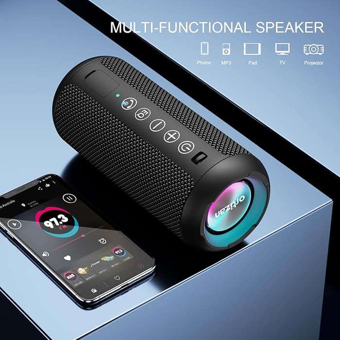 Ortizan Portable Bluetooth Speaker (1st Gen), IPX7 Waterproof, Wireless, Big Sound and Deep Bass, TWS Pairing, 30Hrs of Playtime, for Home/Party/Outdoor/Beach, Birthday Gifts for Men Women - Black - Image 4