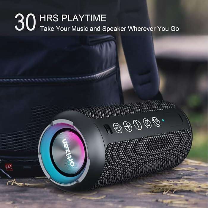 Ortizan Portable Bluetooth Speaker (1st Gen), IPX7 Waterproof, Wireless, Big Sound and Deep Bass, TWS Pairing, 30Hrs of Playtime, for Home/Party/Outdoor/Beach, Birthday Gifts for Men Women - Black - Image 5
