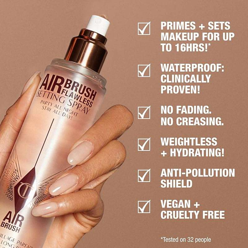Charlotte Tilbury Airbrush Flawless Setting Spray - Ultra-Fine Hydrating Mist to Prime & Set Makeup Up to 16Hr – Soothes and Blurs Skin, Waterproof, Wedding Makeup - Image 4