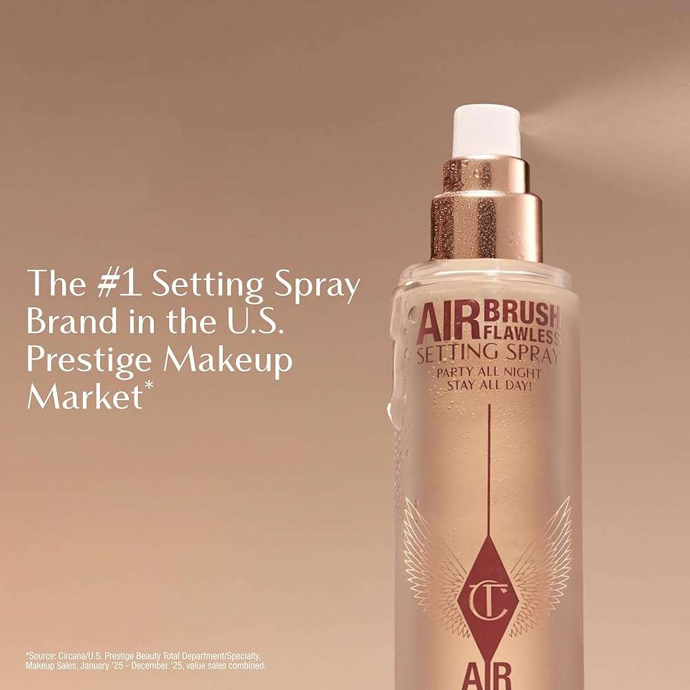 Charlotte Tilbury Airbrush Flawless Setting Spray - Ultra-Fine Hydrating Mist to Prime & Set Makeup Up to 16Hr – Soothes and Blurs Skin, Waterproof, Wedding Makeup - Image 6