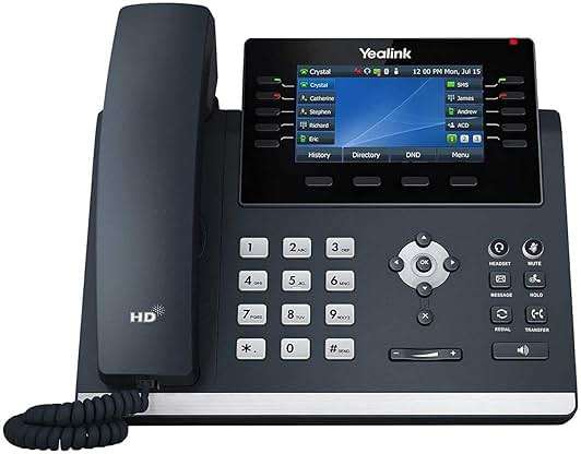 Yealink T46U IP Phone, 16 VoIP Accounts. 4.3-Inch Color Display. Dual USB 2.0, Dual-Port Gigabit Ethernet, 802.3af PoE, Power Adapter Not Included (SIP-T46U) | 16 VoIP Accounts. 4.3-Inch Color Display. Dual USB 2.0, Dual-Port Gigabit Ethernet, 802.3af PoE, Power Adapter Not Included - Image 1