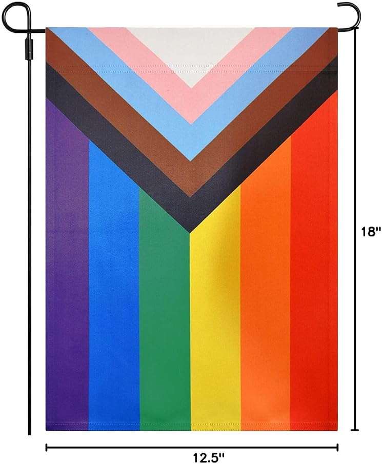 Progress Pride Gay LGBTQ Rainbow Garden Flag 12.5X18 Inch Ootdoor Double Sided Indoor Wall All Inlcusive Bisexual Gay Lesbian Transgender Non Binary Community Yard Small Flags Banner - Image 3