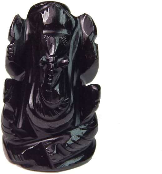 Myhealingworld Natural Black Agate Gemstone Ganesha Statue Sculpture Sign of Success and Good Luck. - Image 5