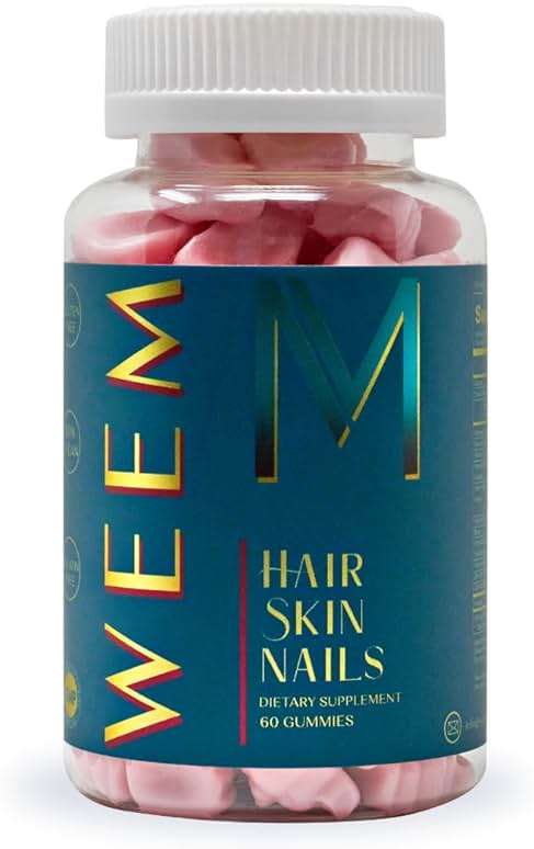 WEEM Hair Skin and Nails Gummies - Supports Healthy Hair - Vegan biotin Vitamins for Women & Men Supports Faster Hair Growth, Stronger Nails, Healthy Skin, Extra Strength (1) - Image 1