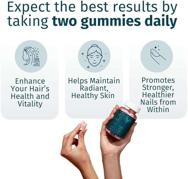 WEEM Hair Skin and Nails Gummies - Supports Healthy Hair - Vegan biotin Vitamins for Women & Men Supports Faster Hair Growth, Stronger Nails, Healthy Skin, Extra Strength (1) - Image 2