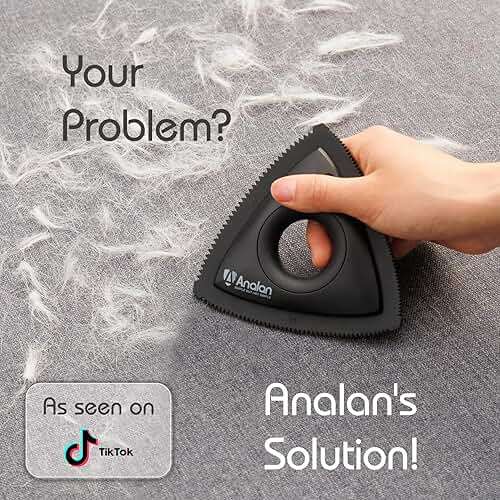 Analan Mini Pet Hair Remover for Car Detailing Supplies, Carpet Dog Hair Remover for Car Interior, Triangle Dog Hair Remover for Auto Detailing, Couch, Furniture, Lint, Carpet (Jet Black) - Image 3